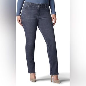 Women's Ultra Lux Comfort with Flex Motion Straight Leg Jean Charcoal Gray 18W